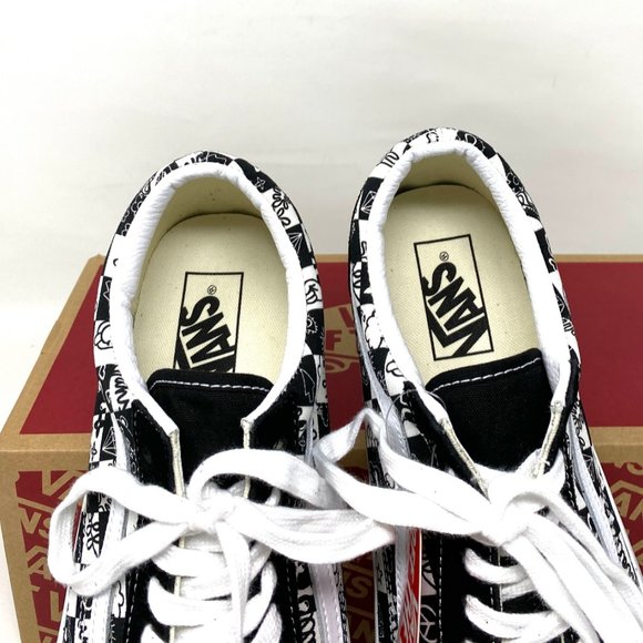 VANS Men's Size VN0A7Q2J6U6 OLD SKOOL Doodle Checkerboard Black White Sneaker - Picture 5 of 11